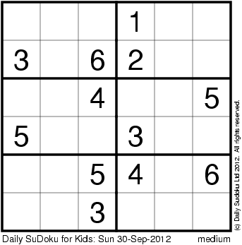 The Crafty Puzzles Company: Daily Sudoku for Kids: Sun 30 ...