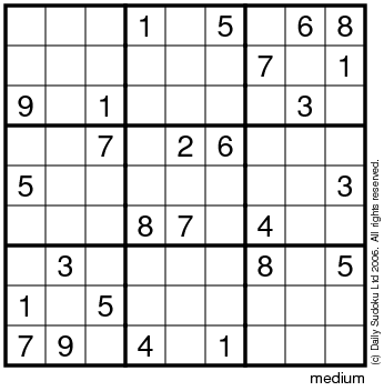 Daily Sudoku Puzzles to print or play online at